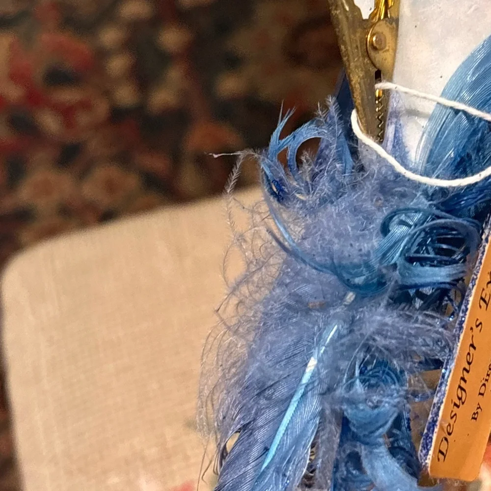 6” christmas ornament blue bird feathered clip on box of 12 NIB